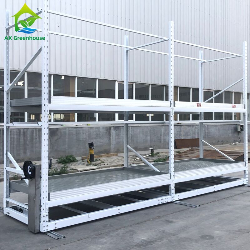 Heavy-Duty Adjustable Rolling Bench for Greenhouses with Hot-dip Galvanized Steel Frame and 120kg/m² Load Capacity