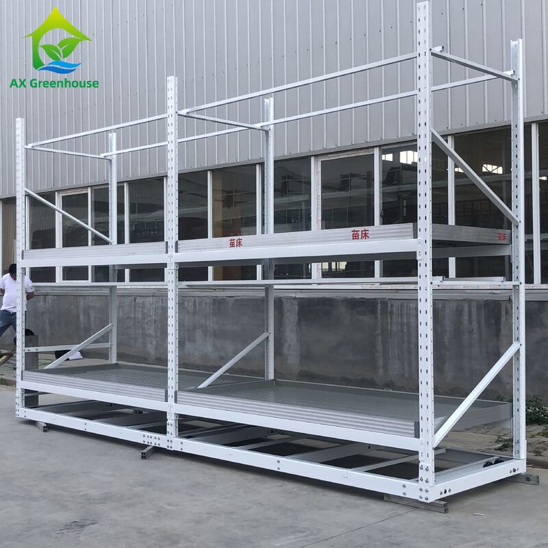 Heavy-Duty Adjustable Rolling Bench for Greenhouses with Hot-dip Galvanized Steel Frame and 120kg/m² Load Capacity