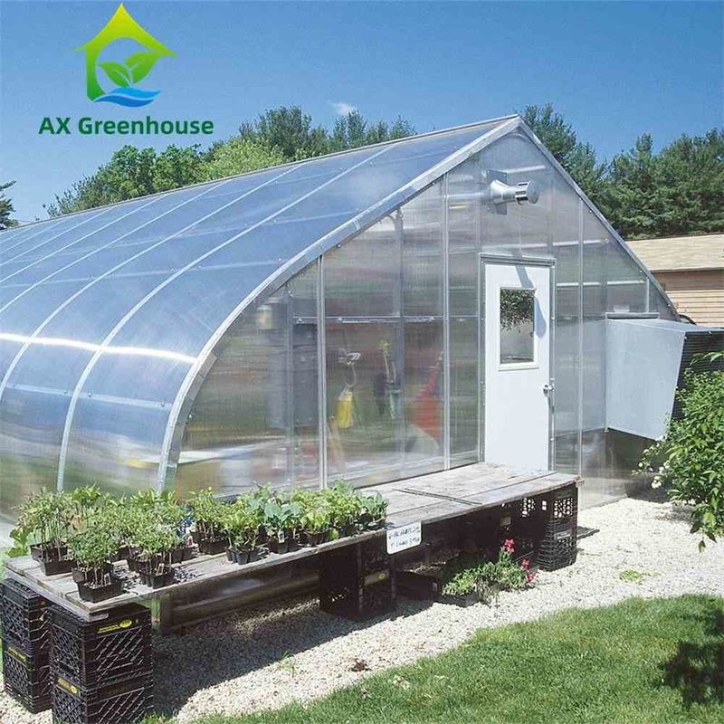 καυτό γαλβανισμένο θερμοκήπιο σωλήνων θερμοκηπίων φύλλων PC στεγών τύπων ροδάκινων πλάτους 9.6m